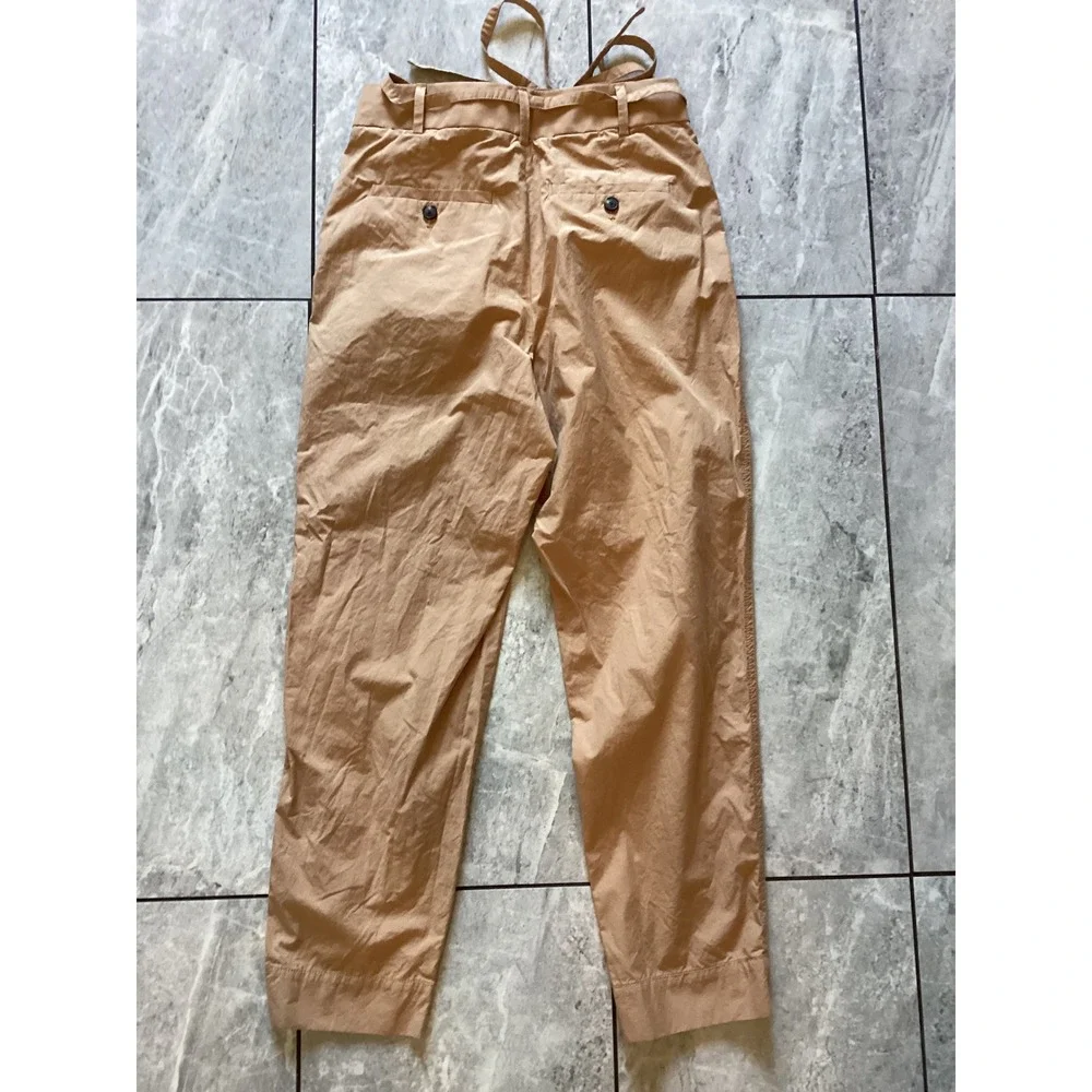 Everlane Women's Tan Paperbag Waist Trousers Pants Cotton Size 2